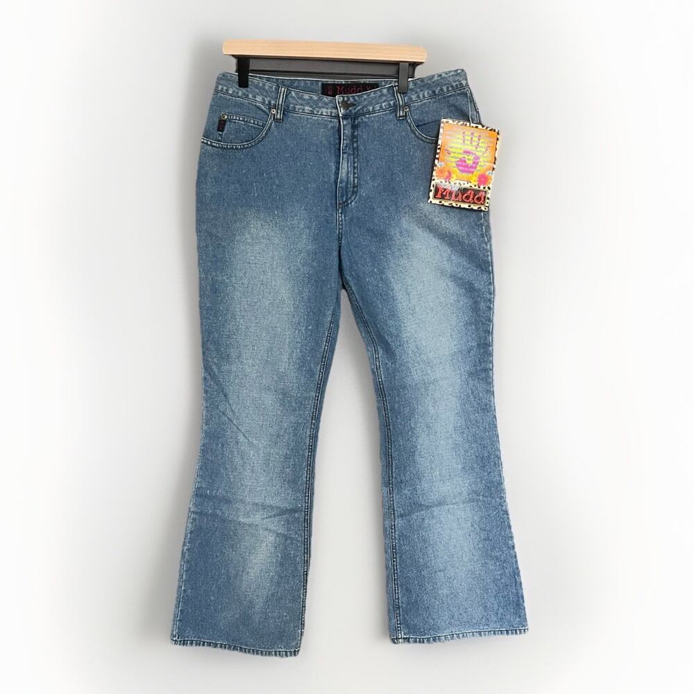 VTG Mudd Denim Jeans Womens Jr 15 Bell Bottoms Flare Hip Hugger Deadstock Boho